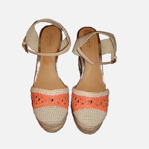 NWOB Coach Feline Crochet Wedge Heels Platform Espadrille - Picture 1 of 3